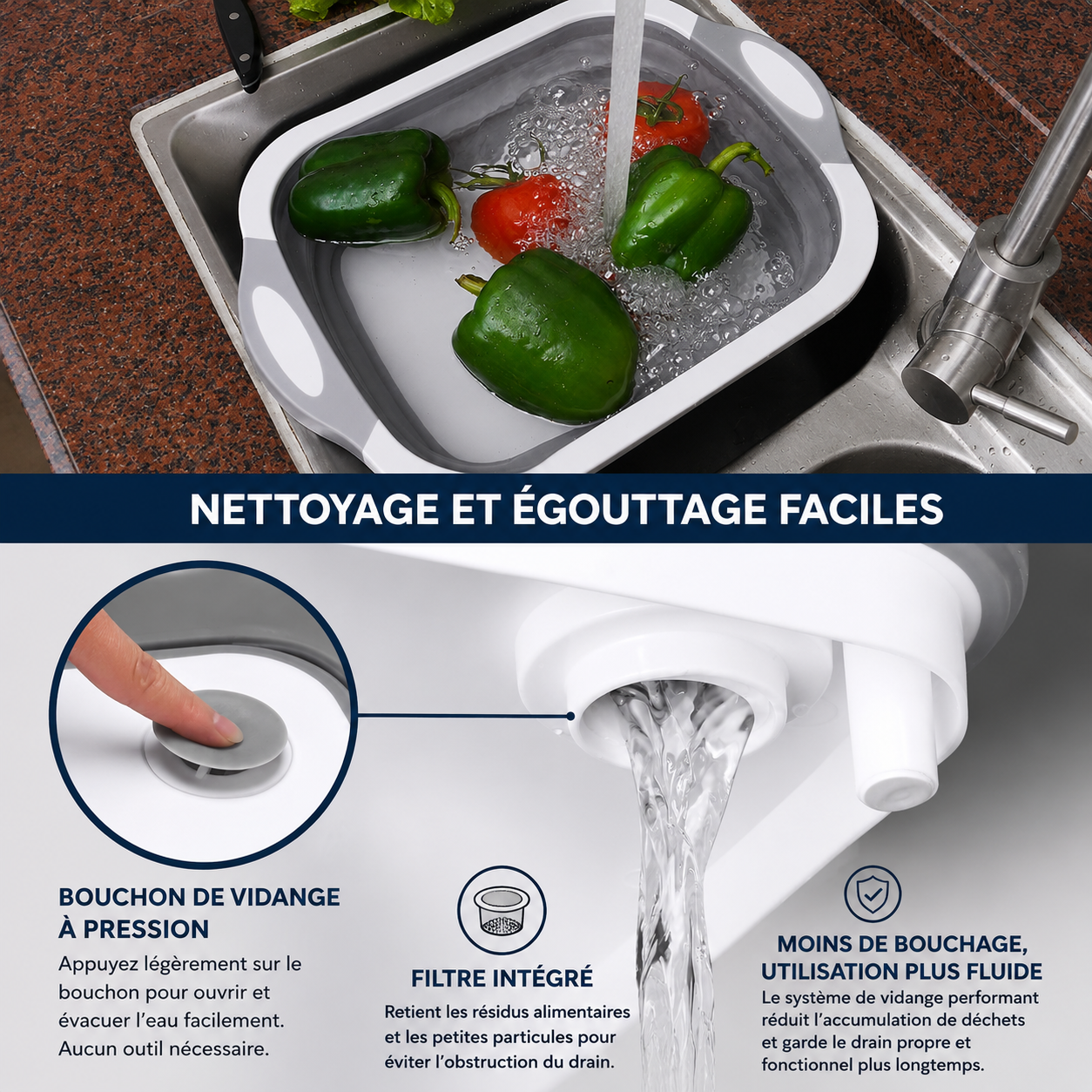 Planche à Découper 4 en 1 -L'Indispensable de Votre Cuisine