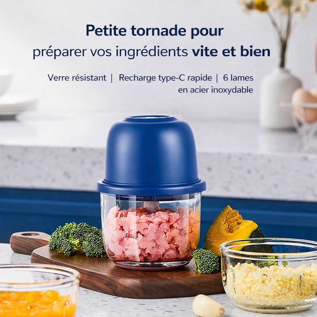 Mini hachoir électrique  Cuisine rapide sans effort