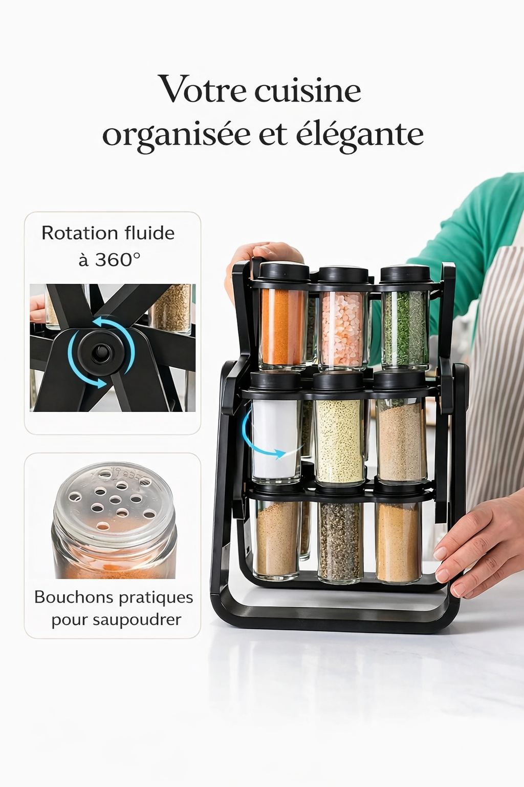Carrousel à Épices Rotatif : Fini le désordre dans votre cuisine