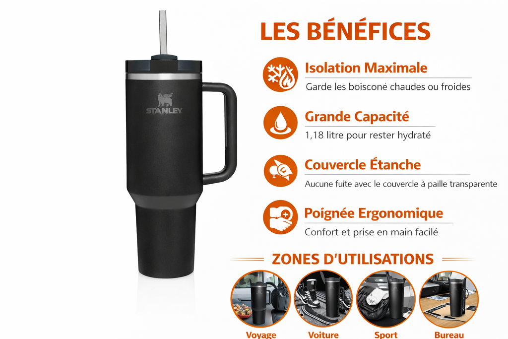 Stanley 1.8L -Gardez votre boisson GLACÉE pendant 48h même sous la chaleur de Dakar 🧊🔥”